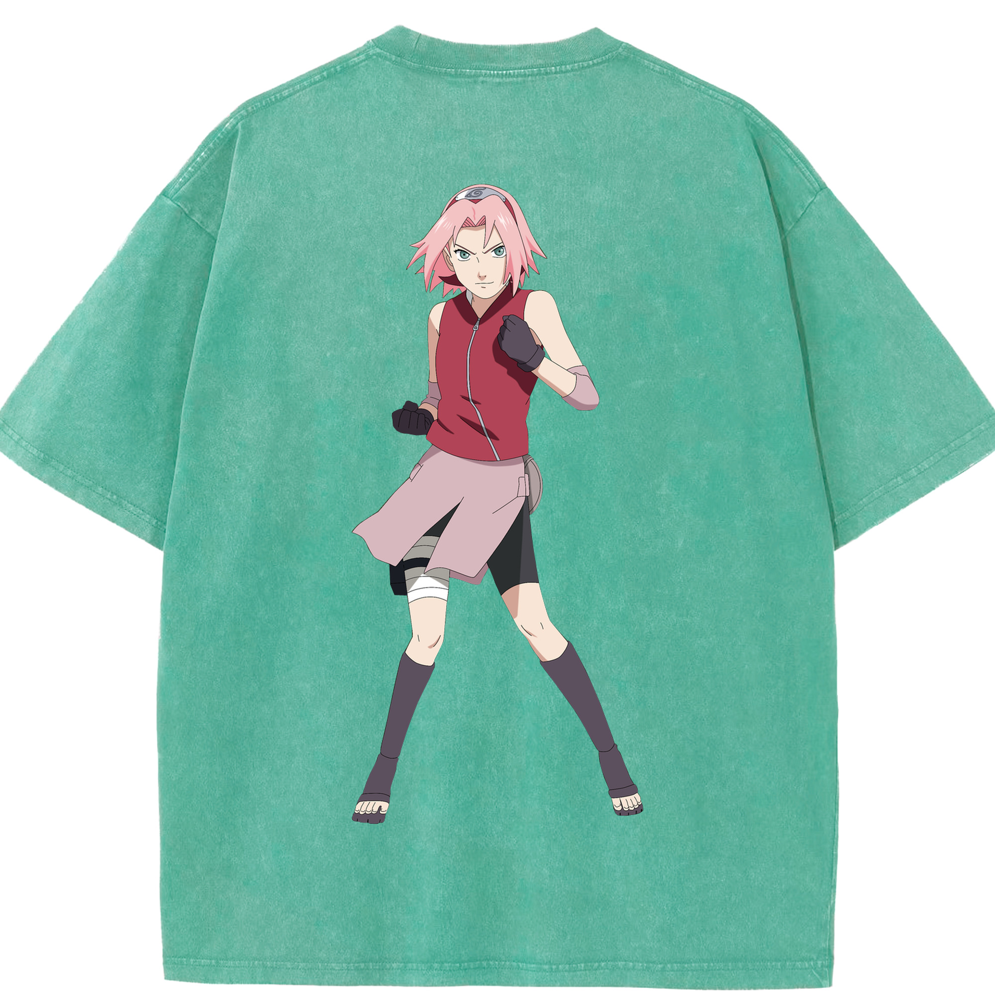 （画像用） NARUTO -ナルト- 春野サクラ Haruno Sakura 綿100% ヴィンテージ風 半袖Tシャツ（背面プリント）